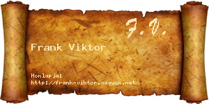 Frank Viktor névjegykártya